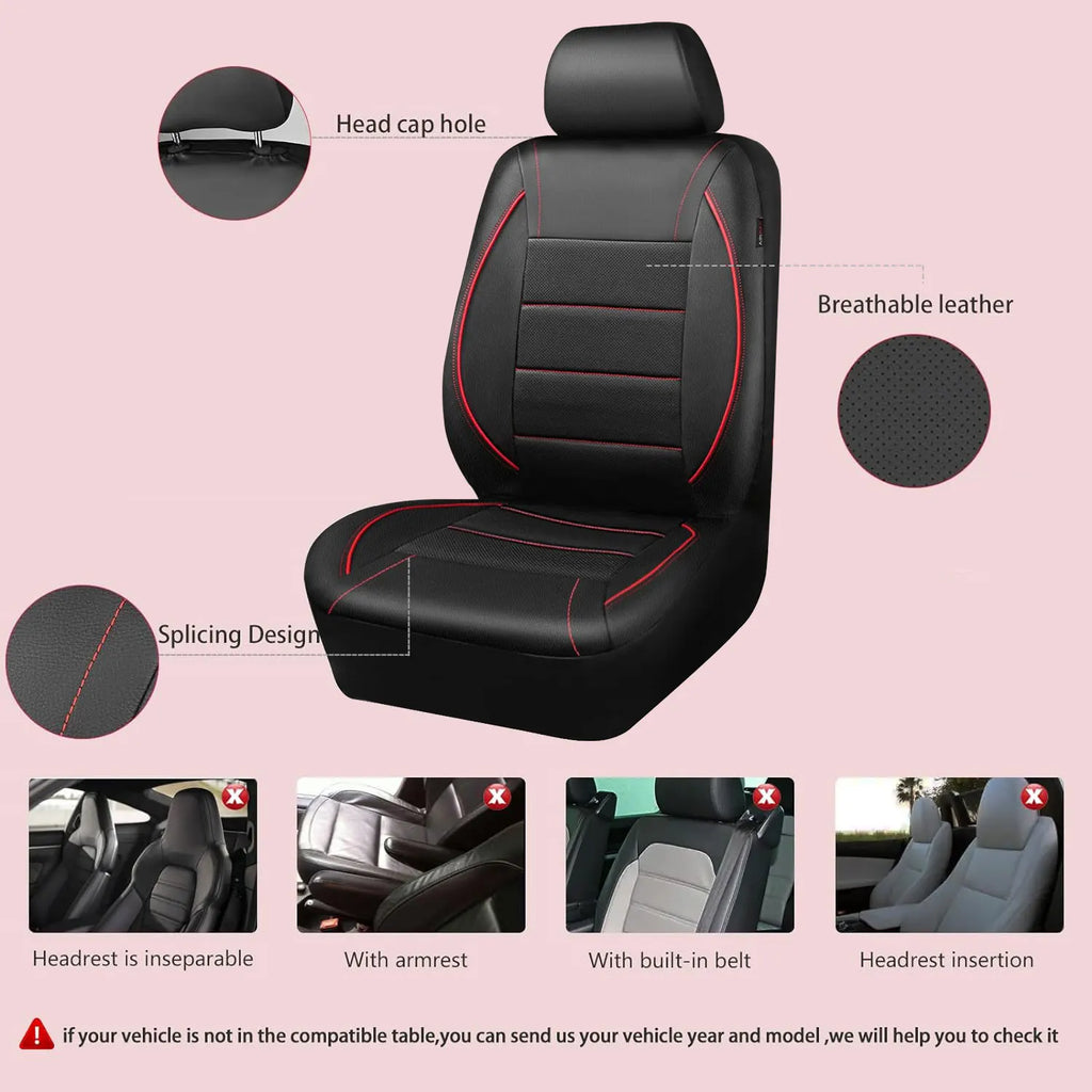 Capa universal para banco de carro em couro impermeável kit 5 bancos em fundo branco