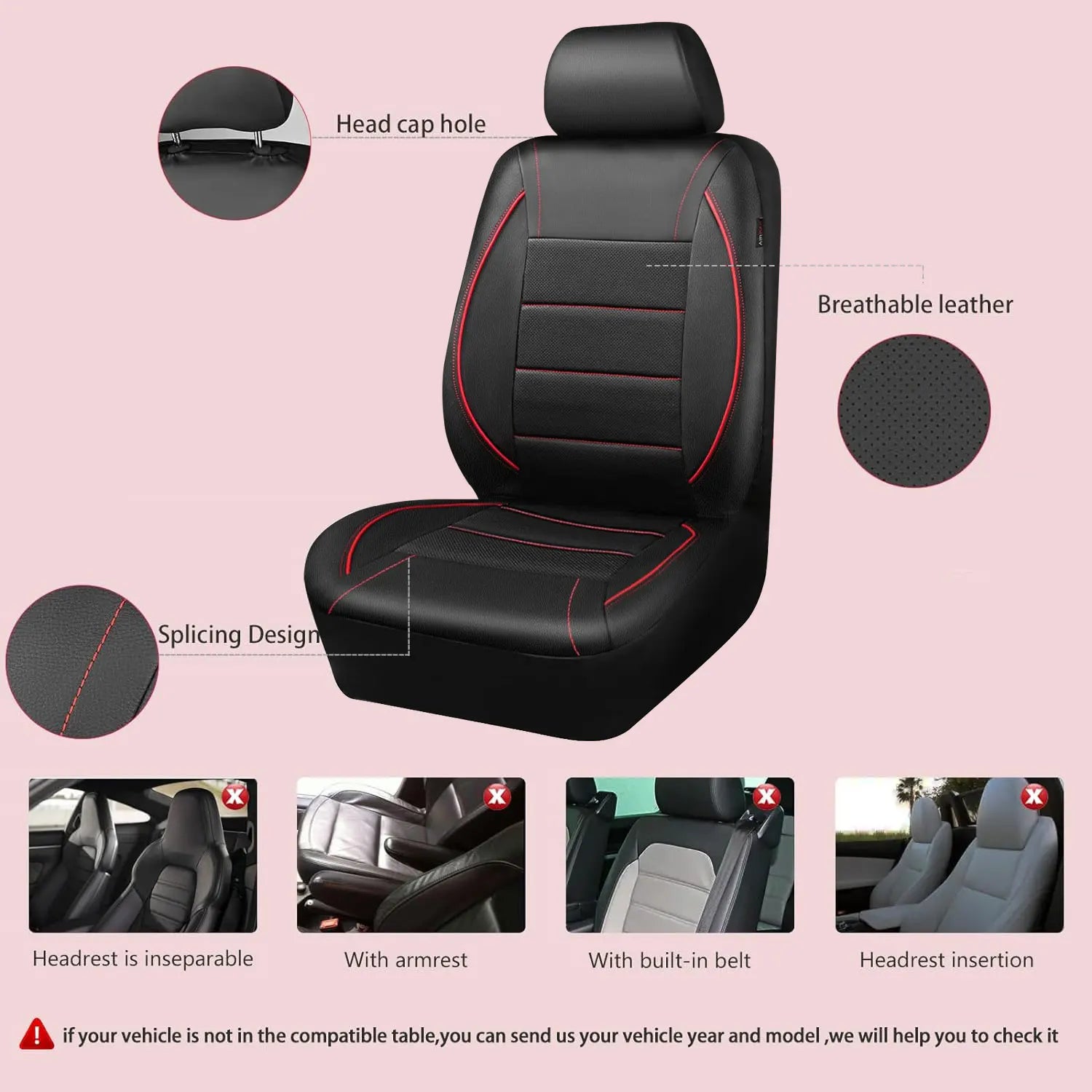 Capa universal para banco de carro em couro impermeável kit 5 bancos em fundo branco