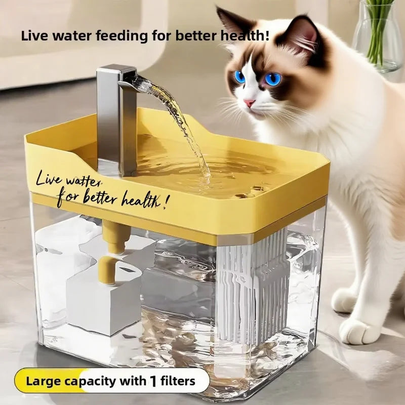 Fonte bebedouro automático para gatos e cães USB com filtro em fundo branco