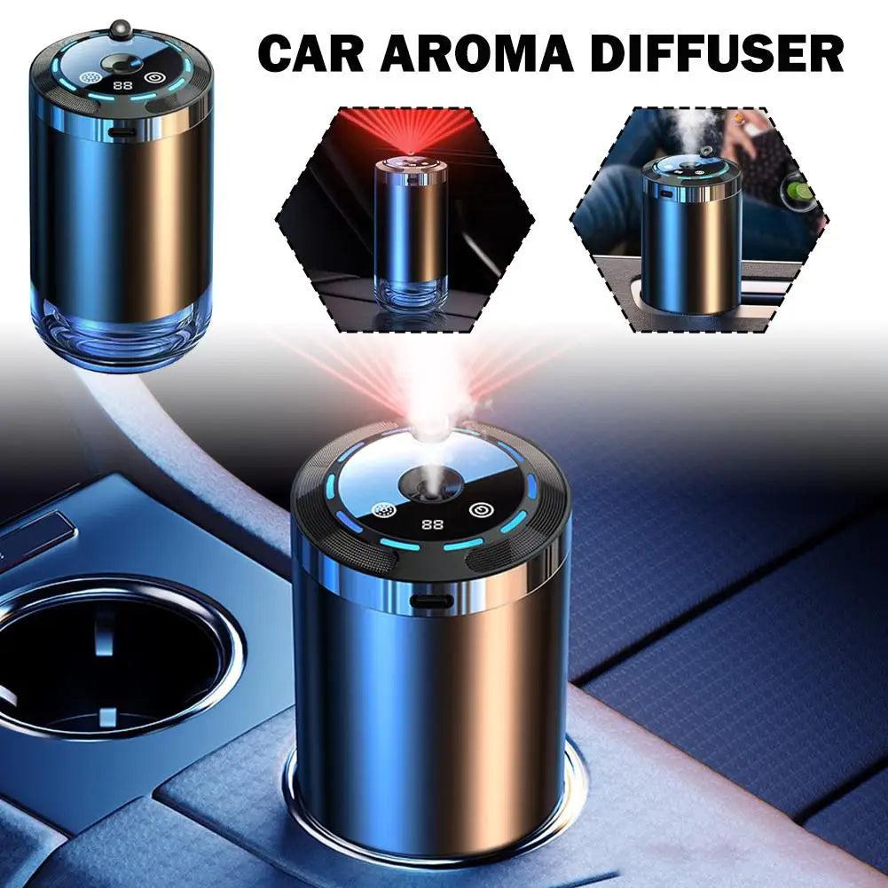 Difusor aromático de carro elétrico umidificador 5 modos USB em fundo branco