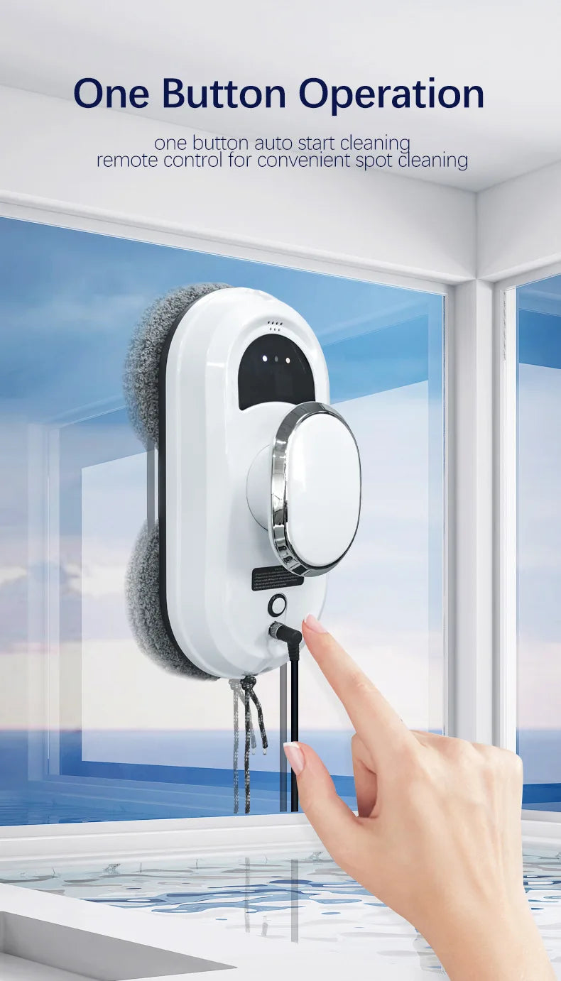 Limpador de vidros inteligente elétrico com controle remoto em fundo branco