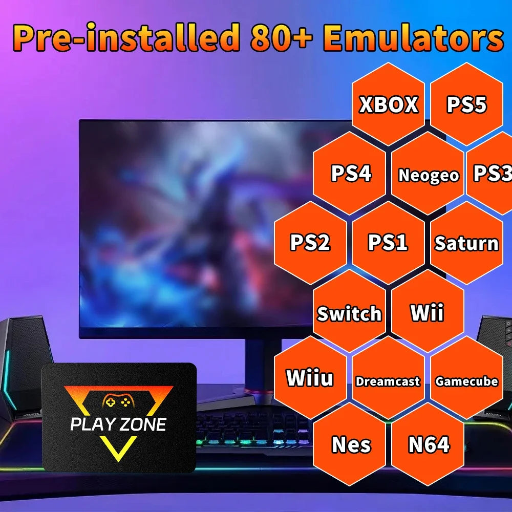 Portable Retro Gaming SSD 80+Emulators for PS5/PS4/PS3/PS2/XBOX One/SWITCH/WII/DC 16191 Games Launchbox＆Retrobat＆Playnite for PC - foto 3