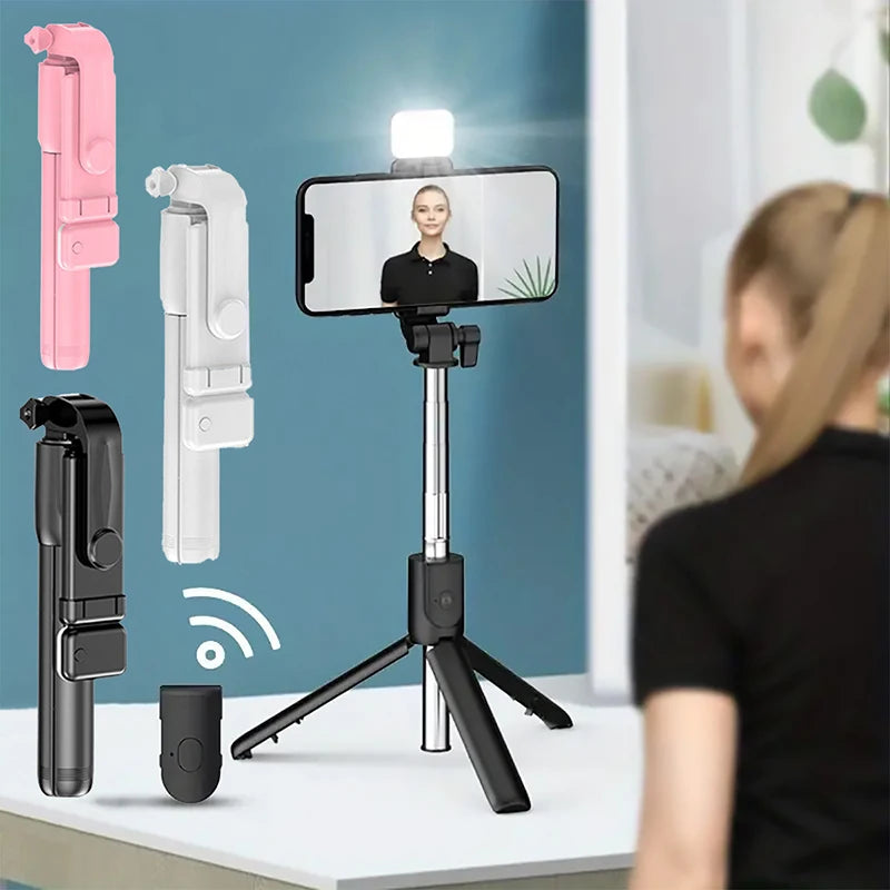 Tripé Selfie Bluetooth com Controle Remoto e Luz LED Ring 1