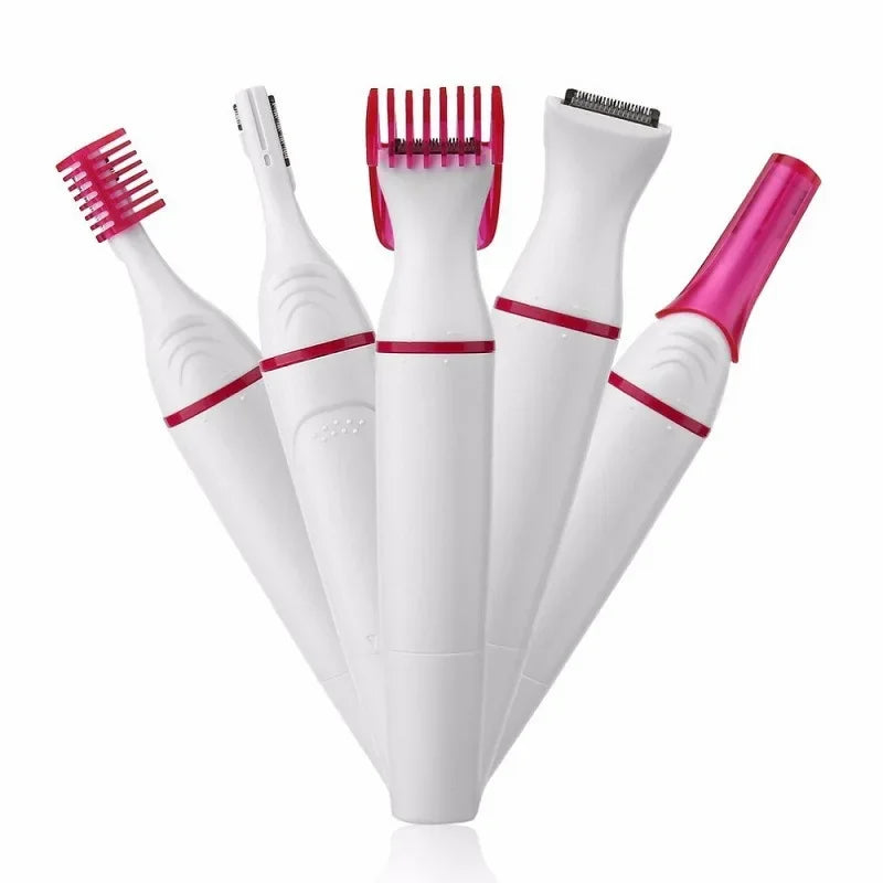 Depilador feminino elétrico 5 em 1 em fundo branco