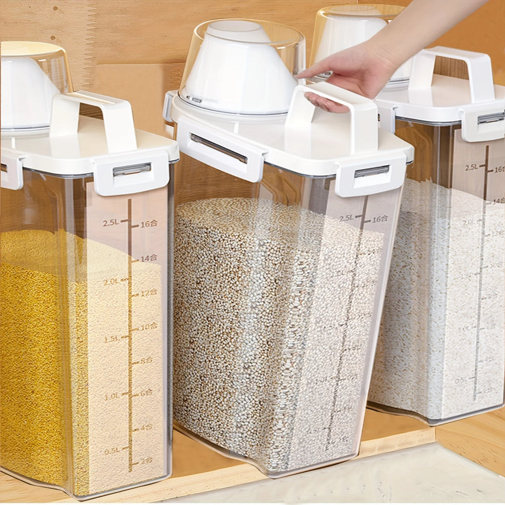 Kit potes herméticos plásticos com tampa 4 peças organizador pantry em fundo branco