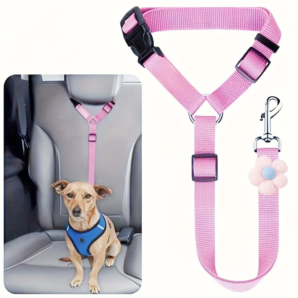 Coleira retrátil pet para encosto do carro ajustável em fundo branco