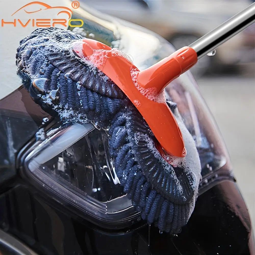 Kit de limpeza automotiva multiuso microfibra com escova e esponja em fundo branco
