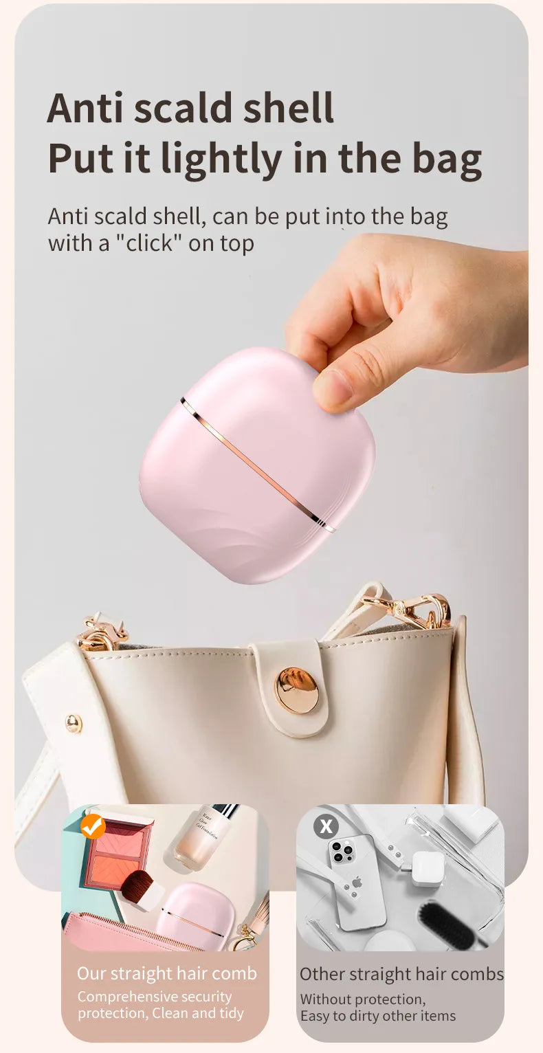 Mini Prancha Alisadora Sem Fio USB Recarregável Portátil 10