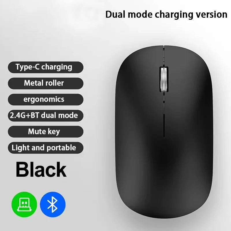 Mouse sem fio recarregável silencioso bluetooth em fundo branco