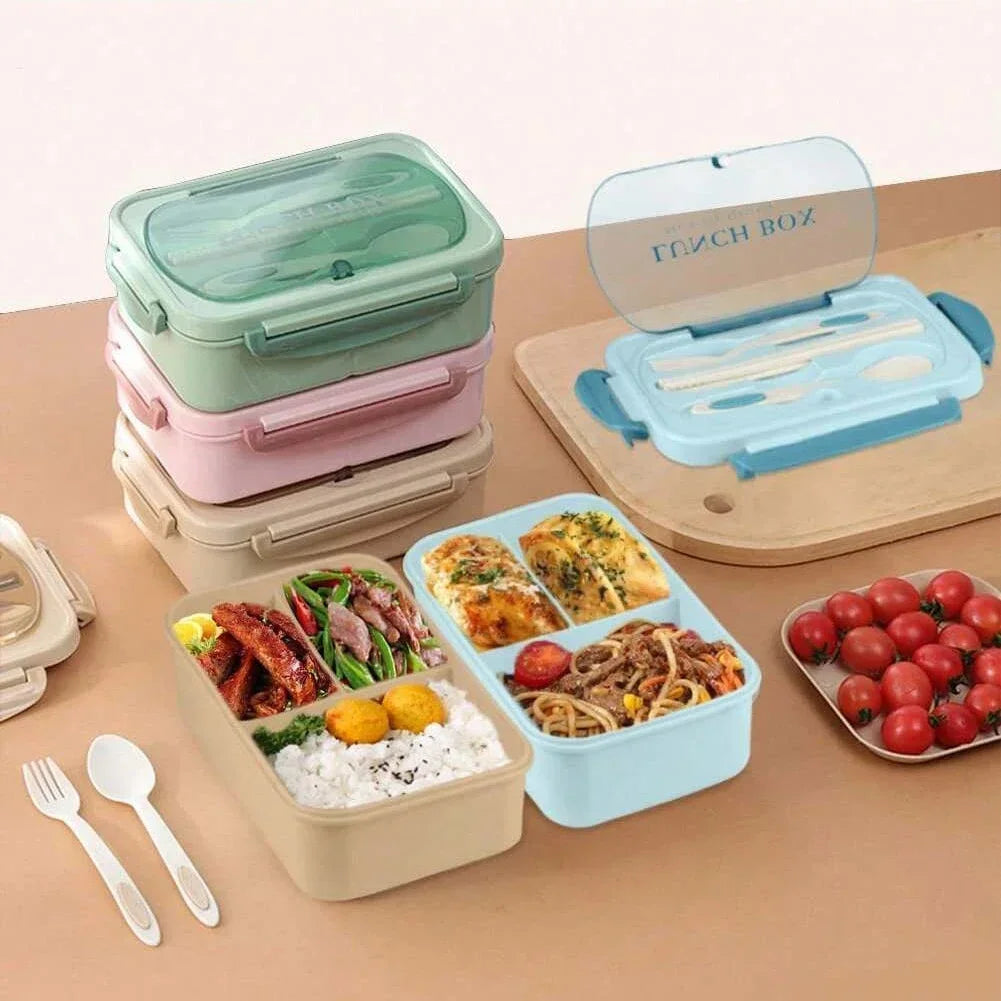 Marmita bento box adulto com 4 compartimentos em fundo branco