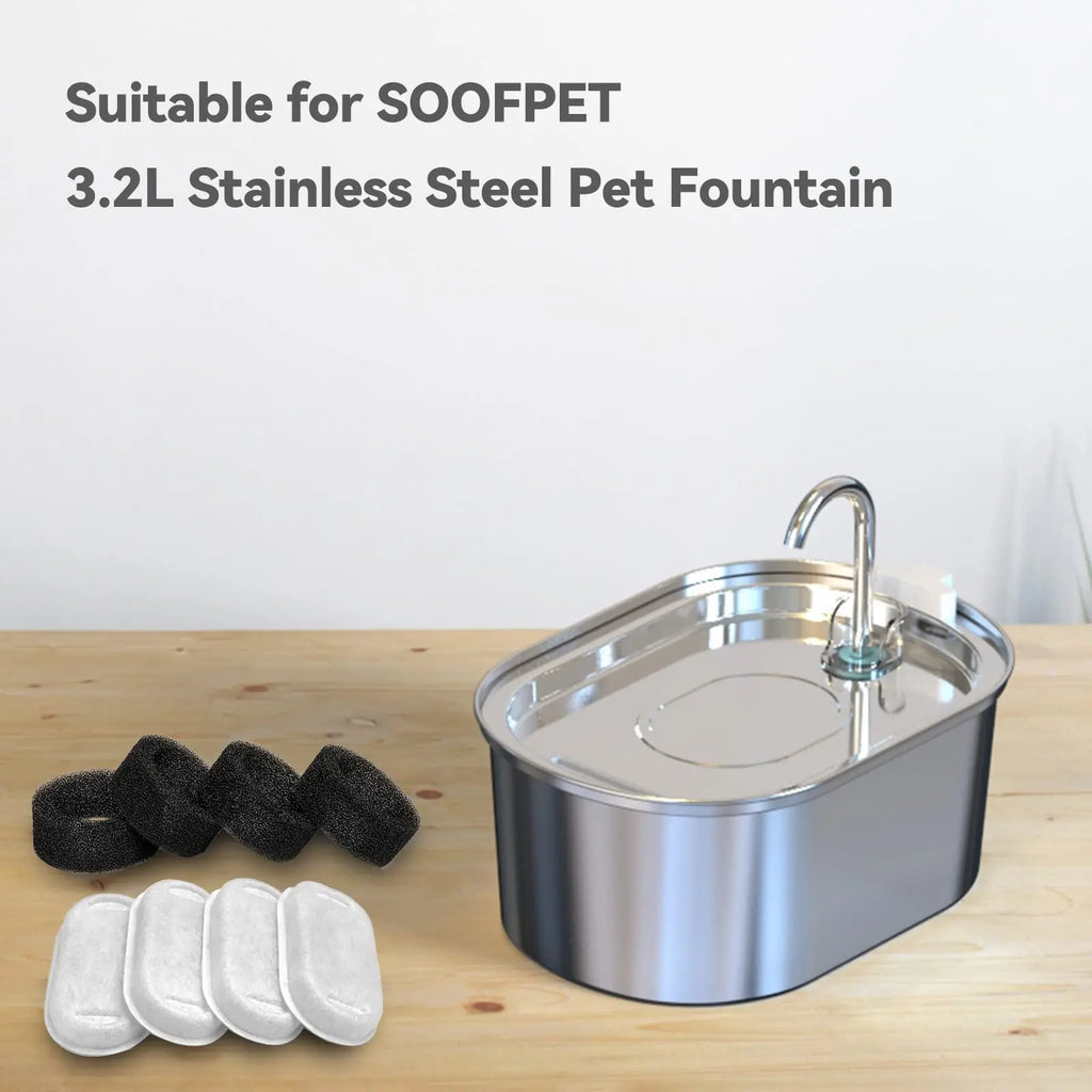 Fonte bebedouro aço inox para gatos e cães 3.2 litros em fundo branco
