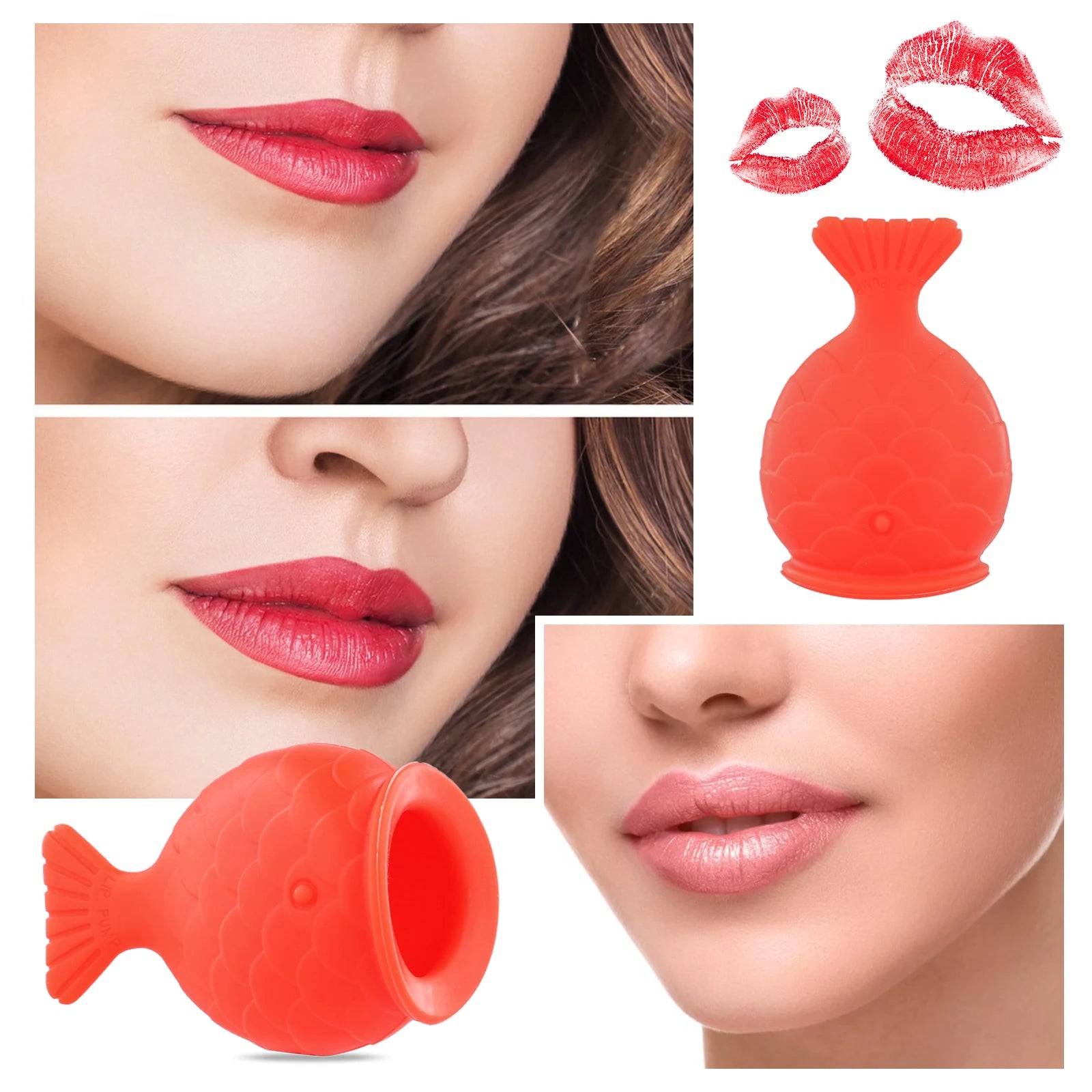 Lip plumper sucção labial de silicone para aumento de volume em fundo branco