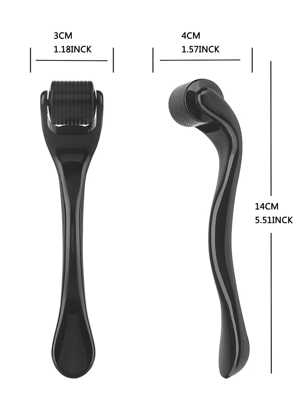 Dermaroller 540 agulhas de titânio para microagulhamento facial em fundo branco