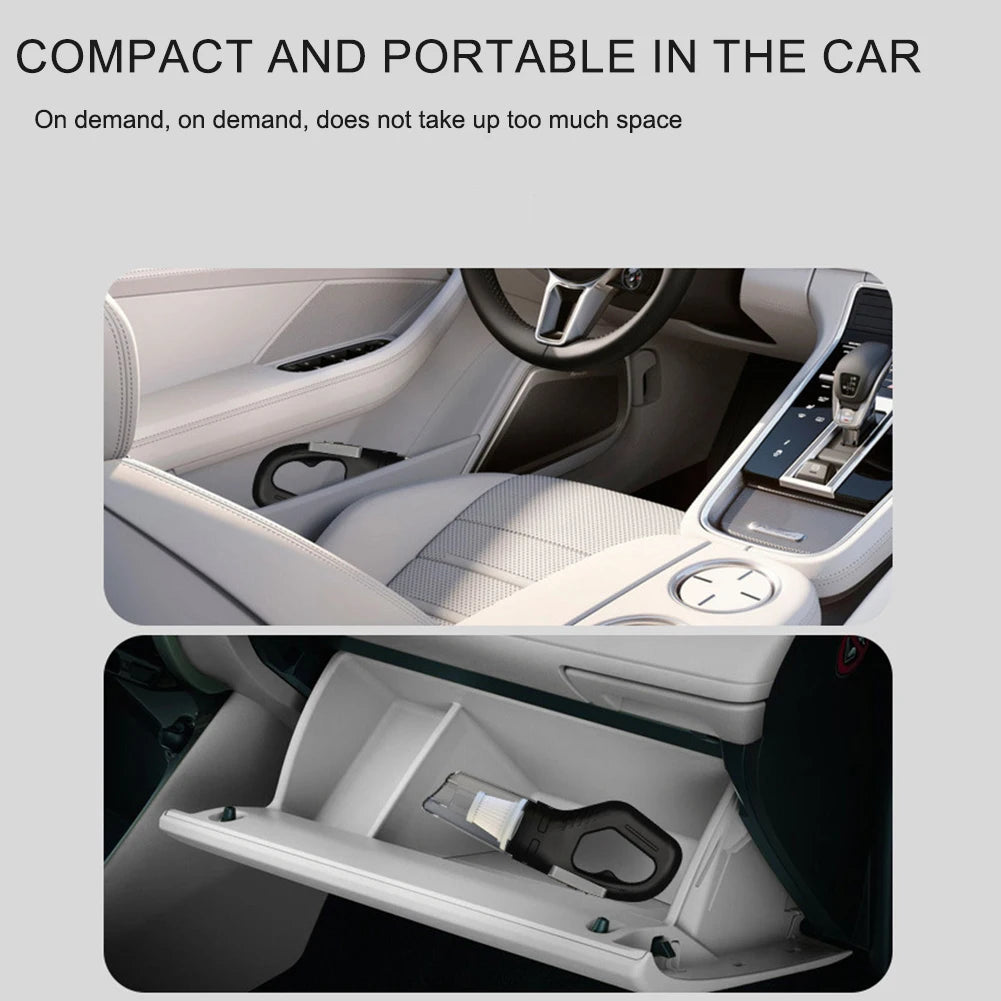 Aspirador automotivo portátil USB 120W sem fio em fundo branco