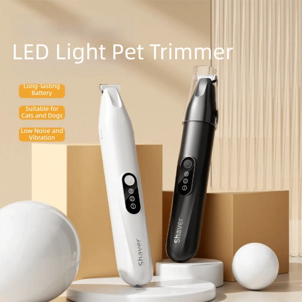Aparador de patas pet elétrico com luz LED em fundo branco