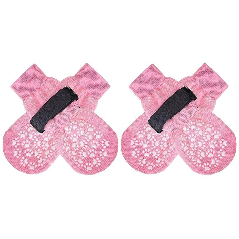 Meias antiderrapantes para cães kit 4 unidades em fundo branco