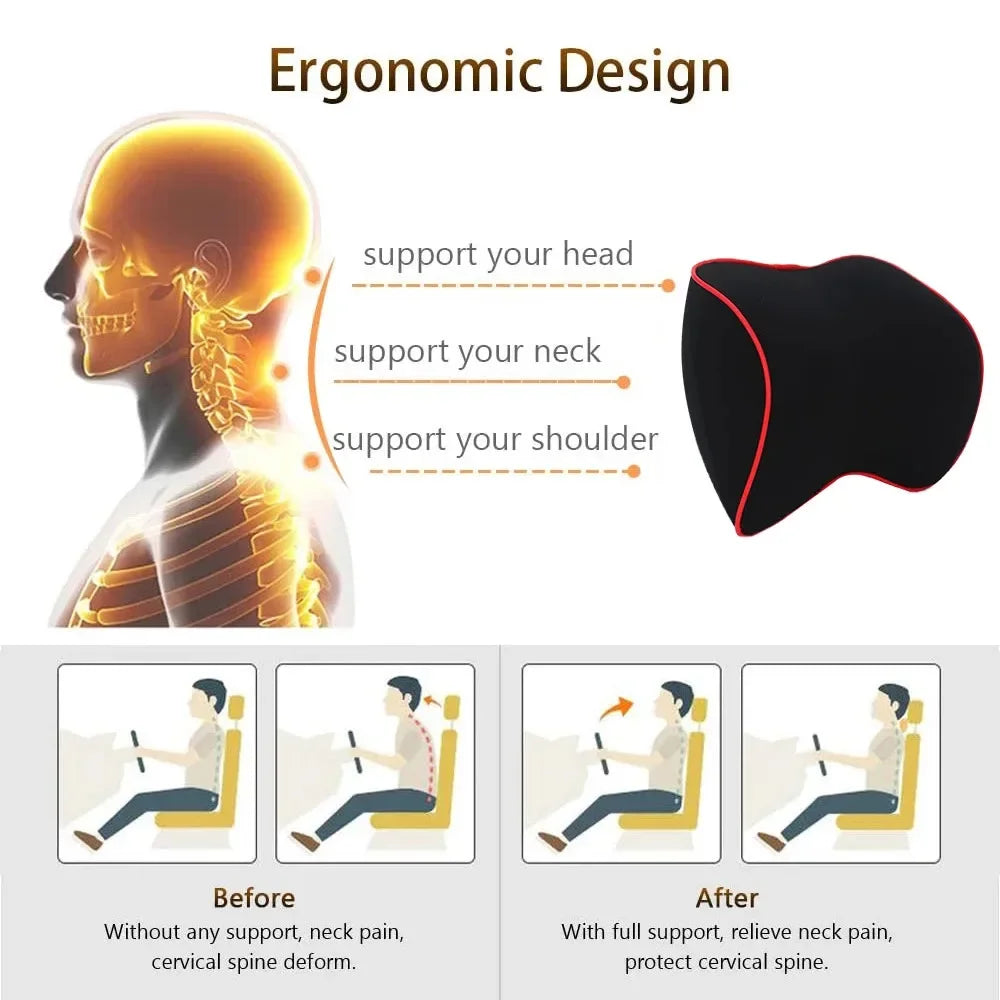Apoio de Cabeça de Carro Memory Foam Pescoço Conforto 8