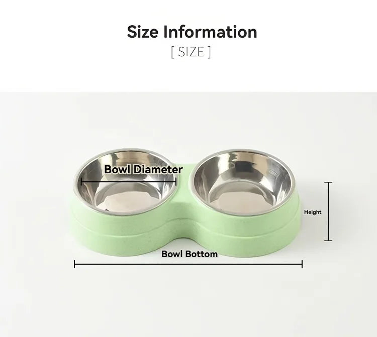 Tigela dupla aço inox para pet antiderrapante em fundo branco