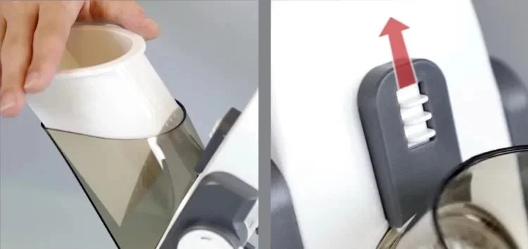 Ralador multifuncional 4 em 1 com coletor recipiente em aço inox em fundo branco