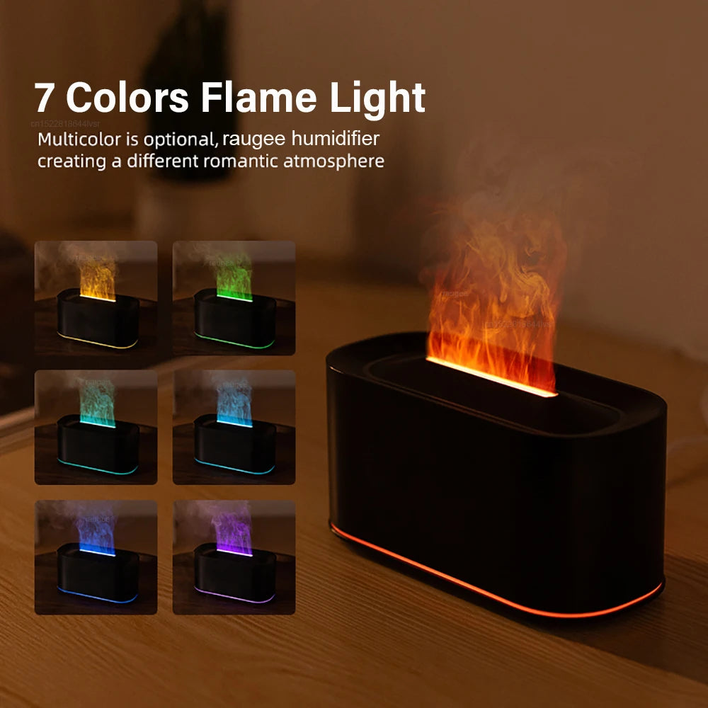 Difusor aromatizador vulcão com chama LED em fundo branco