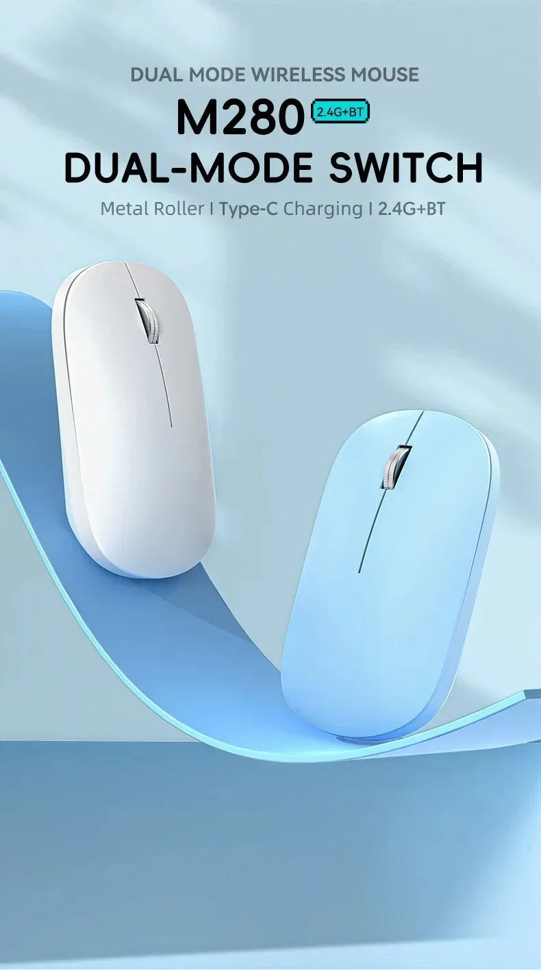Mouse sem fio recarregável silencioso bluetooth em fundo branco