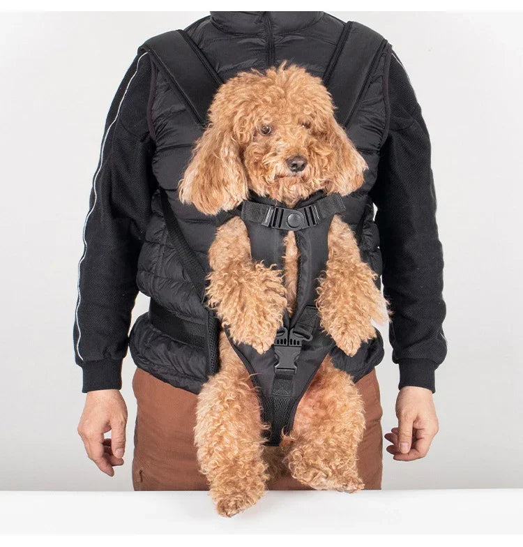 Mochila transporte para pet respirável com janela bolha em fundo branco