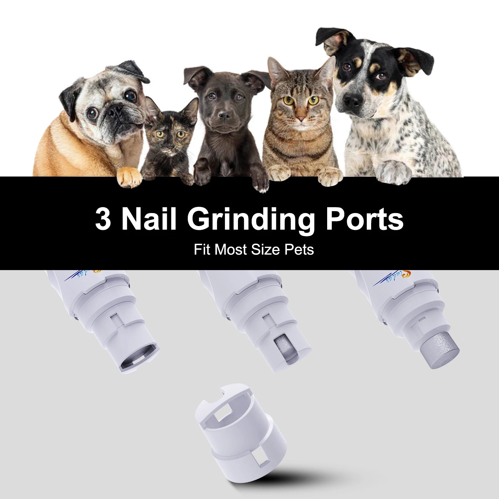 Lixa elétrica de unhas para pets USB recarregável em fundo branco