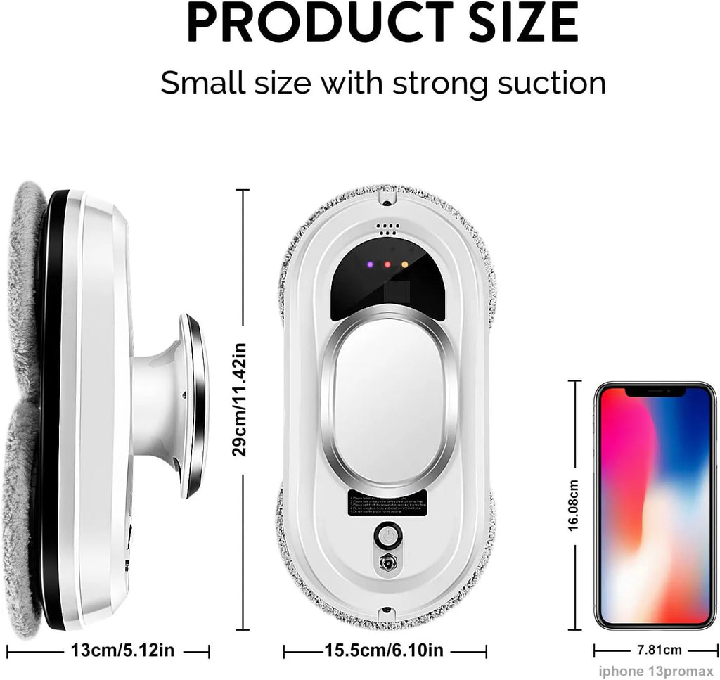 Limpador de vidros inteligente elétrico com controle remoto em fundo branco