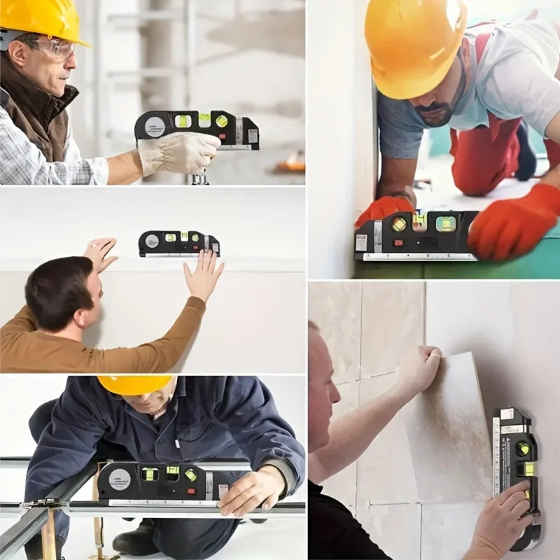 Nível laser verde profissional multifuncional em fundo branco