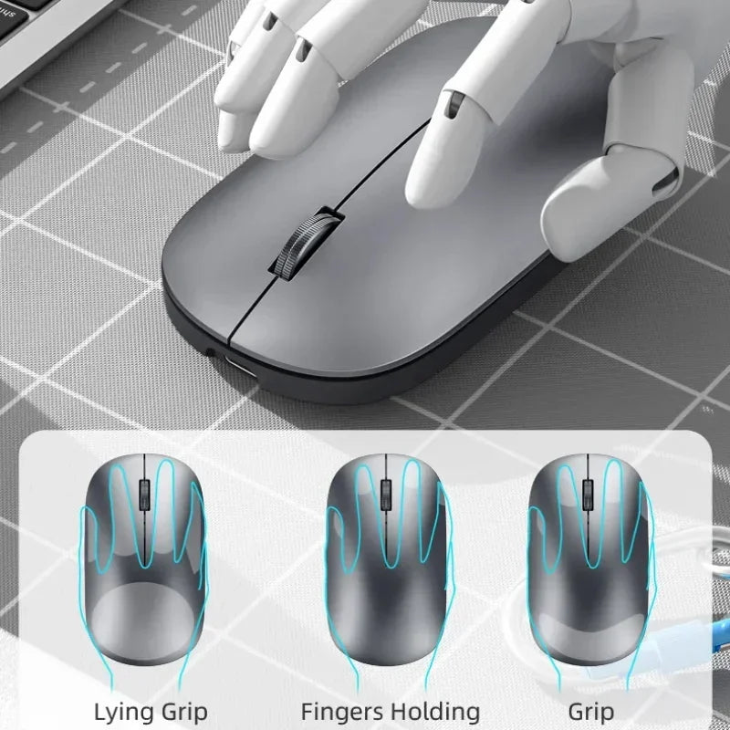 Mouse sem fio recarregável silencioso bluetooth em fundo branco