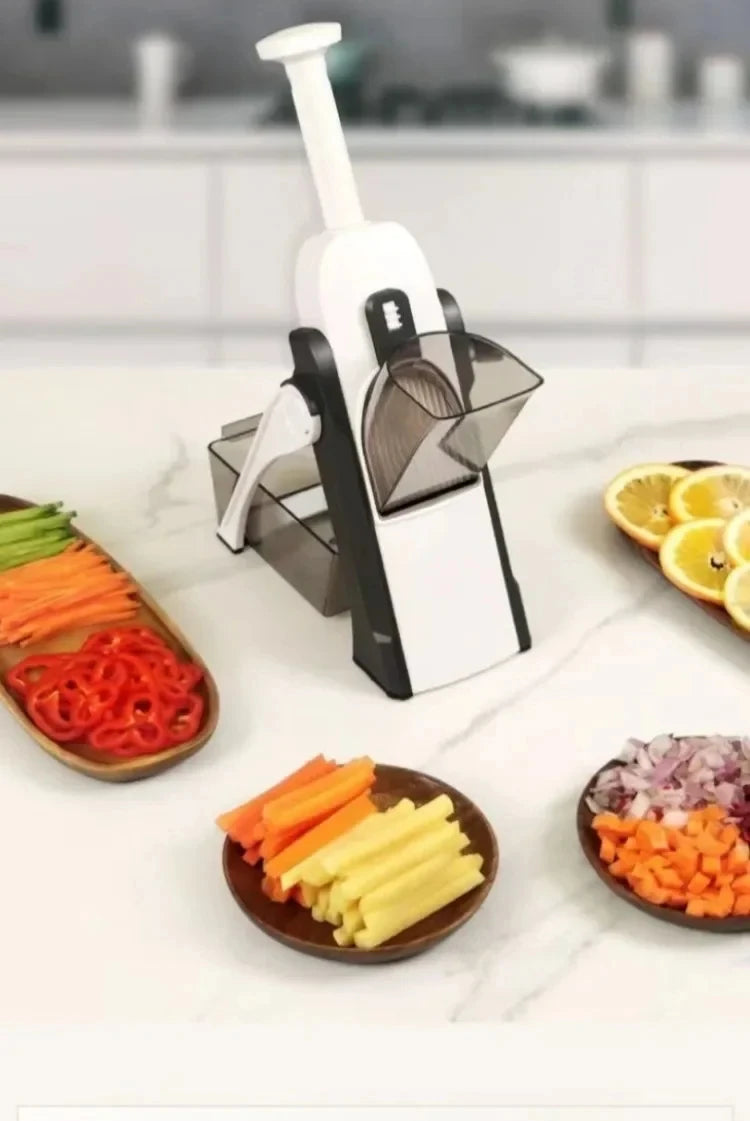 Ralador multifuncional 4 em 1 com coletor recipiente em aço inox em fundo branco