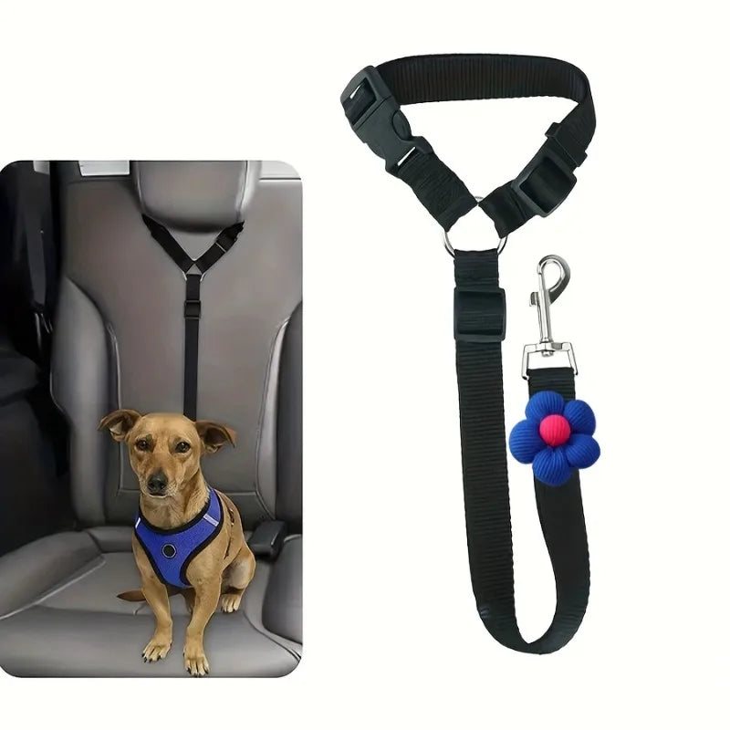 Coleira retrátil pet para encosto do carro ajustável em fundo branco