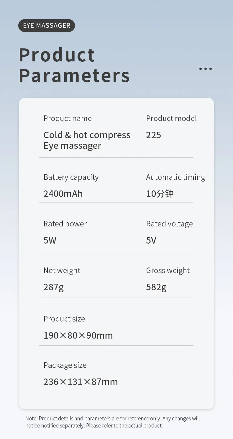 Massageador elétrico para olhos com aquecimento e Bluetooth em fundo branco