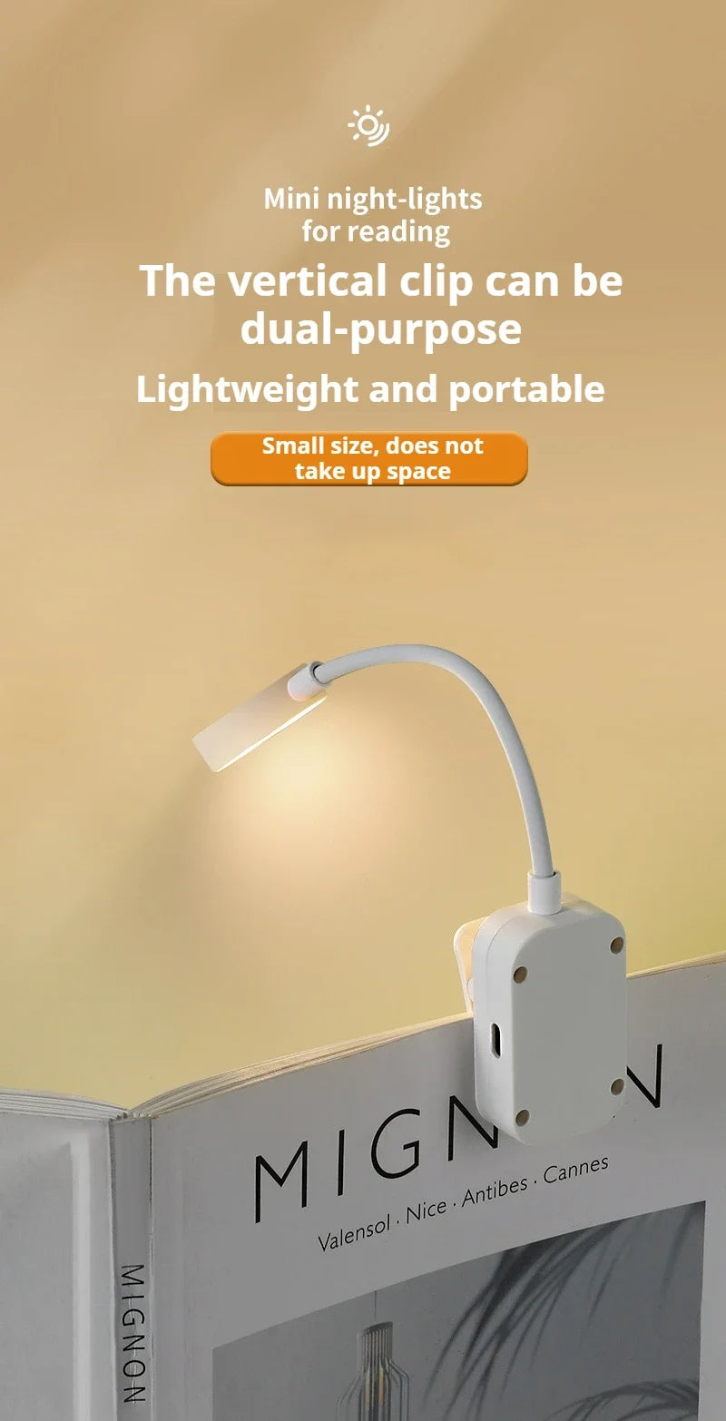 Luminária LED clip ajustável com 3 modos em fundo branco