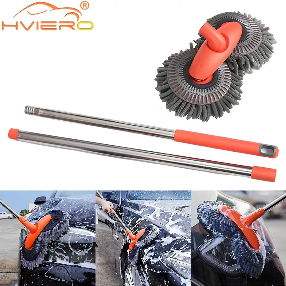 Kit de limpeza automotiva multiuso microfibra com escova e esponja em fundo branco