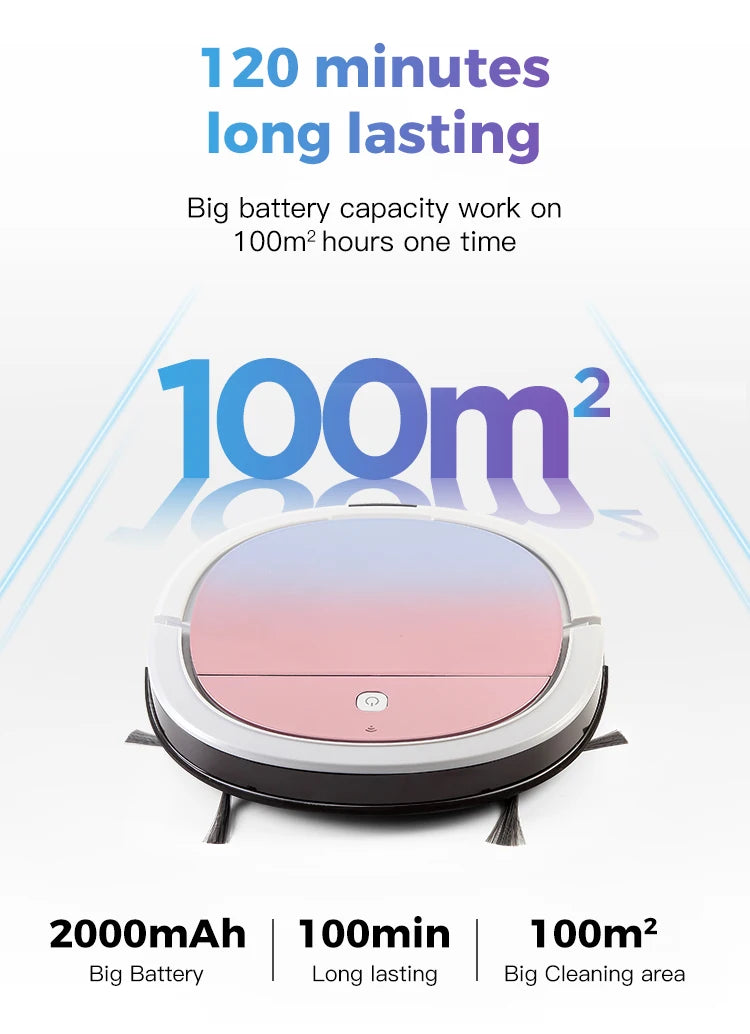 Robô aspirador inteligente com WiFi e tanque de água em fundo branco