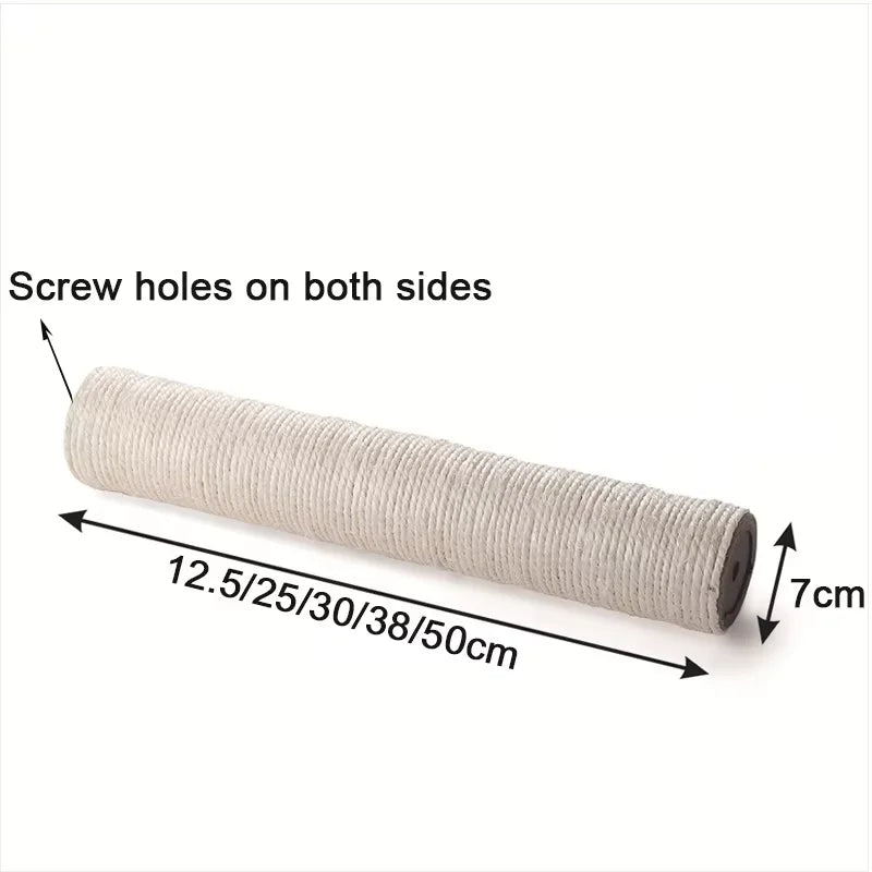 Arranhador para gatos poste com corda sisal e base antiderrapante em fundo branco
