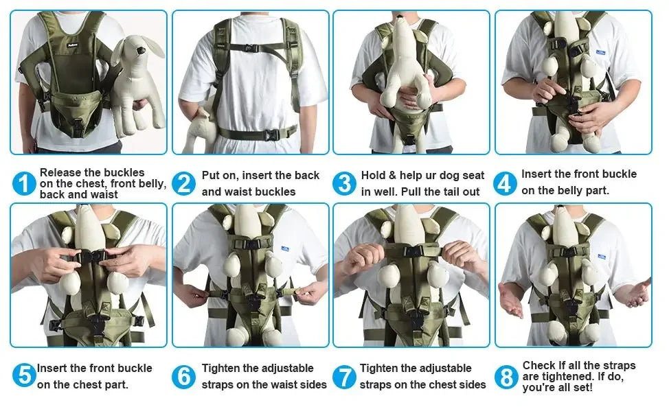 Mochila transporte para pet respirável com janela bolha em fundo branco
