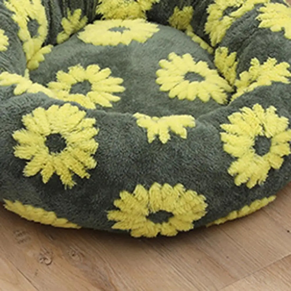 Cama calmante anti ansiedade para pet em pelúcia redonda formato donut em fundo branco