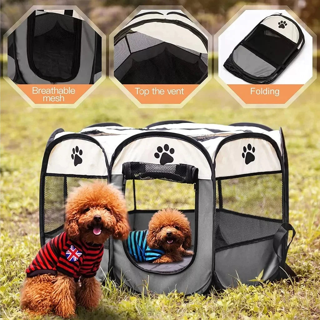 Casinha tenda dobrável para cães e gatos portátil respirável em fundo branco