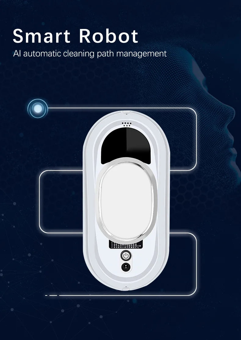 Limpador de vidros inteligente elétrico com controle remoto em fundo branco