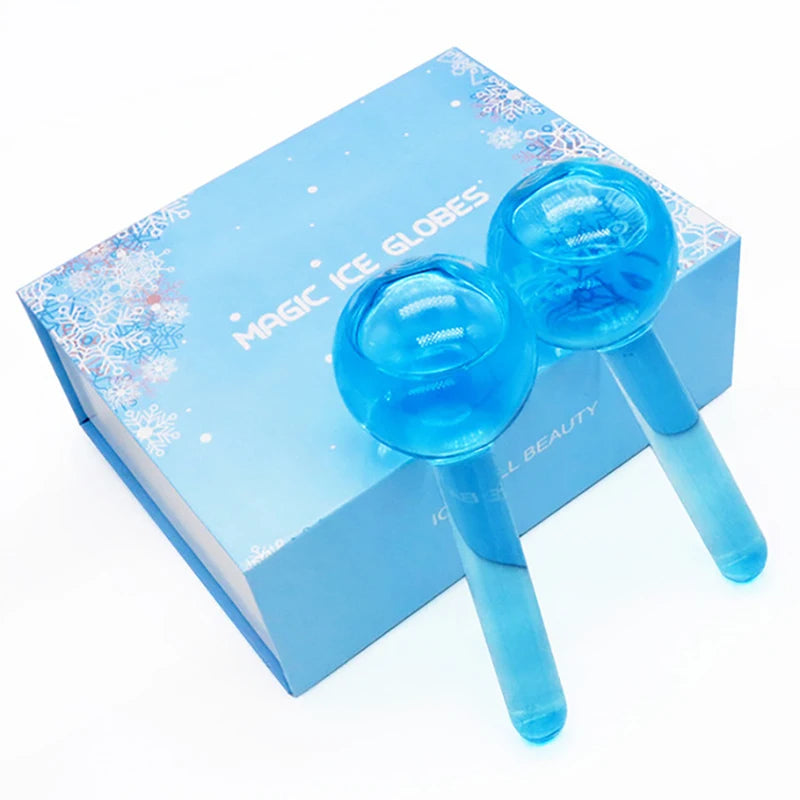 Ice globes massageador facial esferas de gelo para skincare em fundo branco