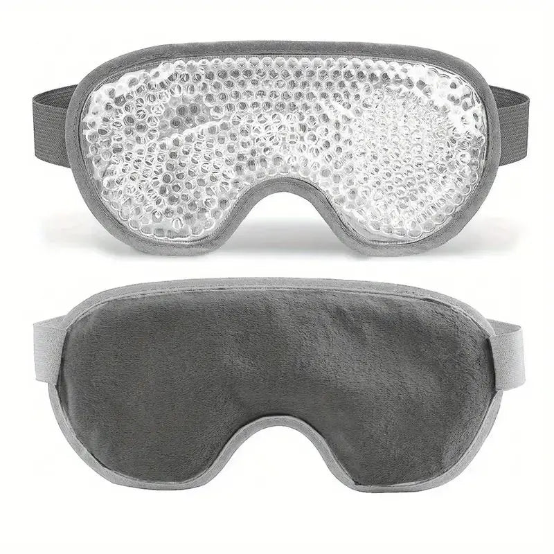 Máscara de gel para olhos com compressa quente e fria em fundo branco