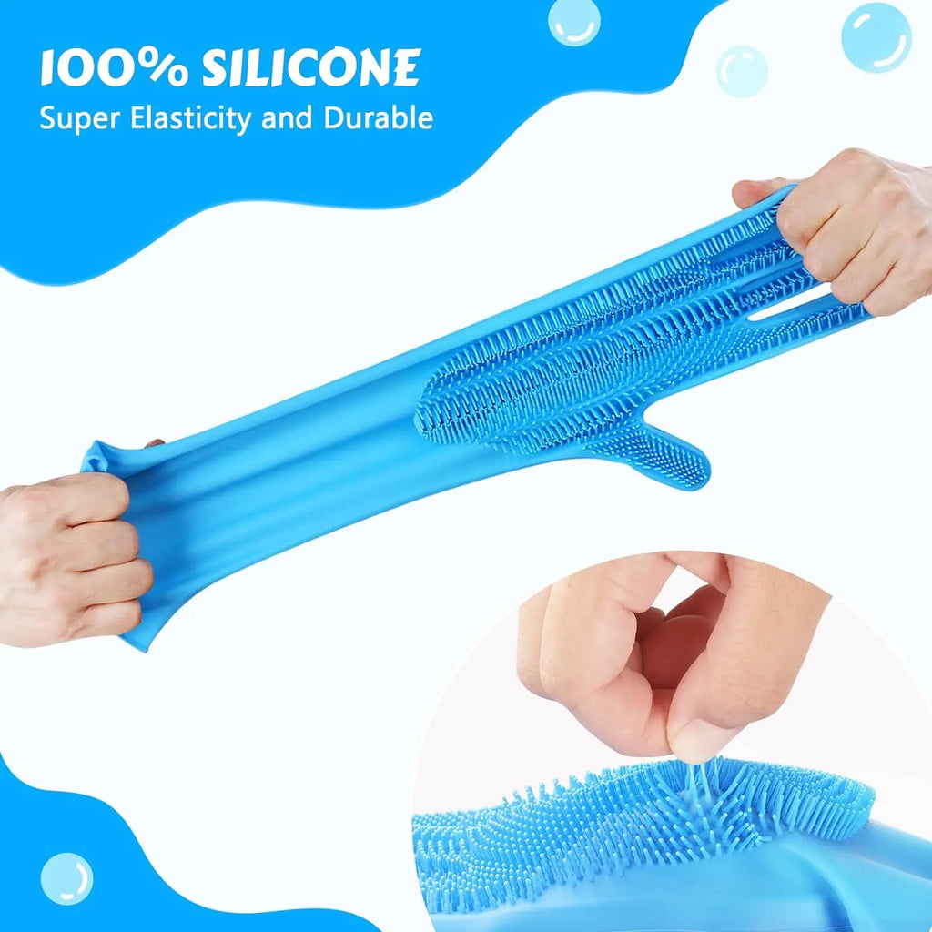 Luva de silicone banho massageadora tira pelos em fundo branco