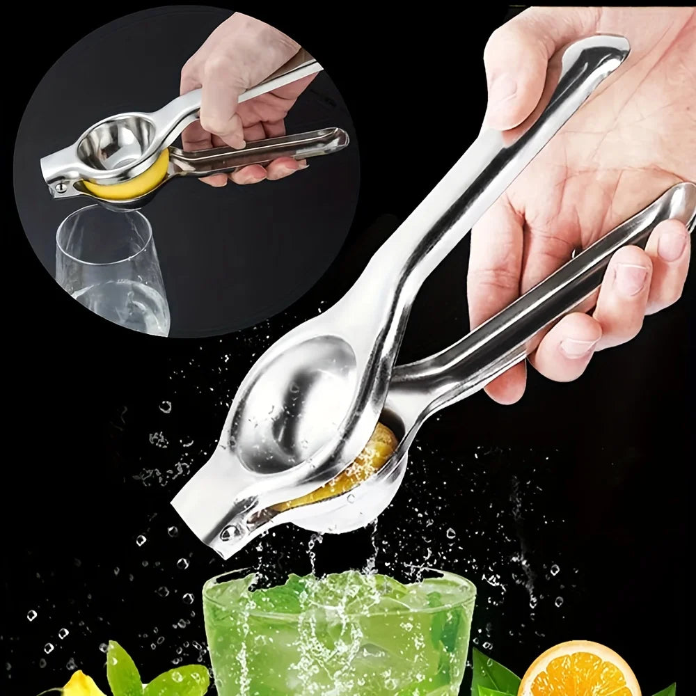Espremedor de limão profissional em aço inox em fundo branco
