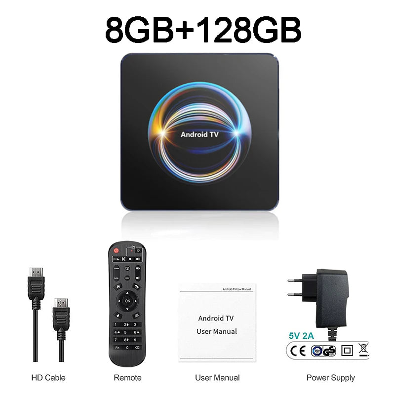 TV Box Android Smart 8K HDMI WiFi em fundo branco