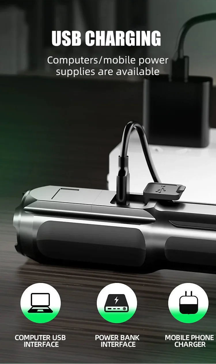 Lanterna Tática LED Recarregável USB com Zoom à Prova D'água - Foto 12