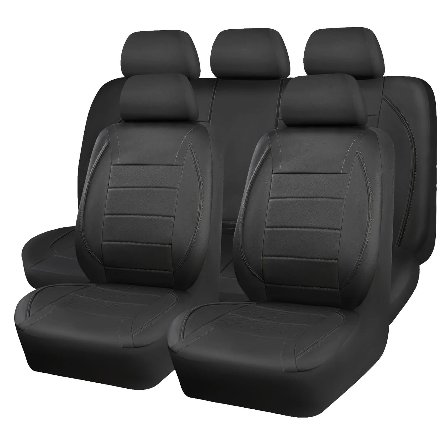 Capa universal para banco de carro em couro impermeável kit 5 bancos em fundo branco