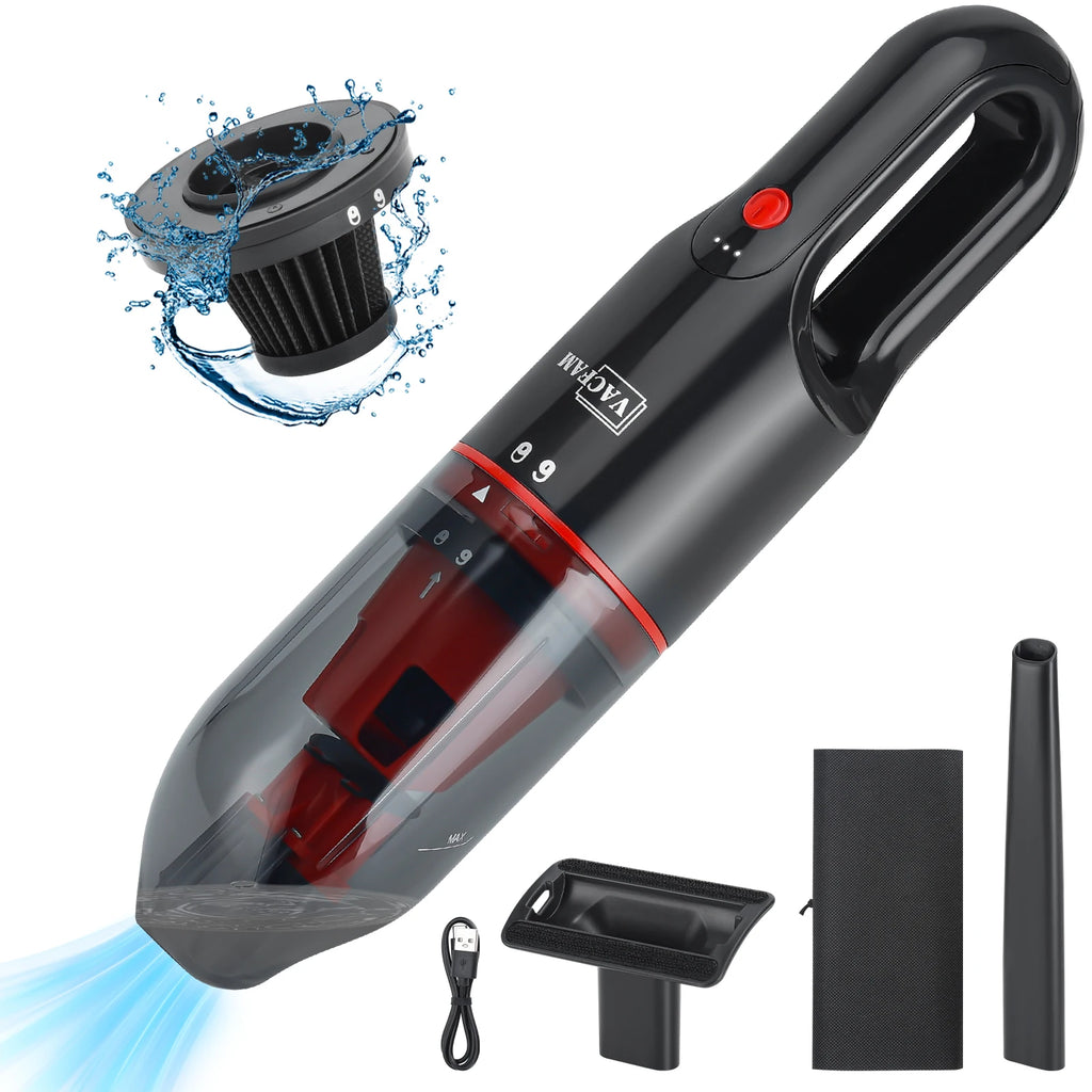 Mini aspirador portátil seco e molhado com escova para pets em fundo branco