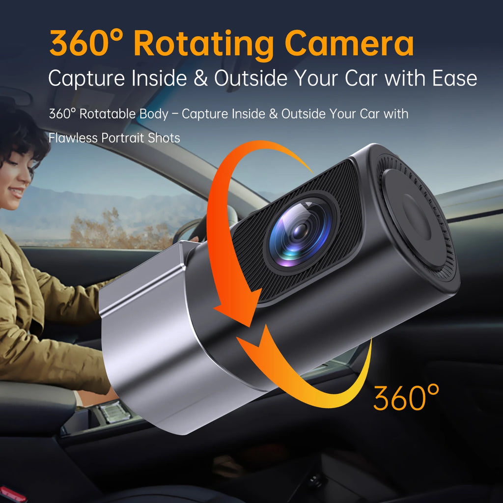 Câmera dashcam veicular 1080p com wifi visão noturna em fundo branco